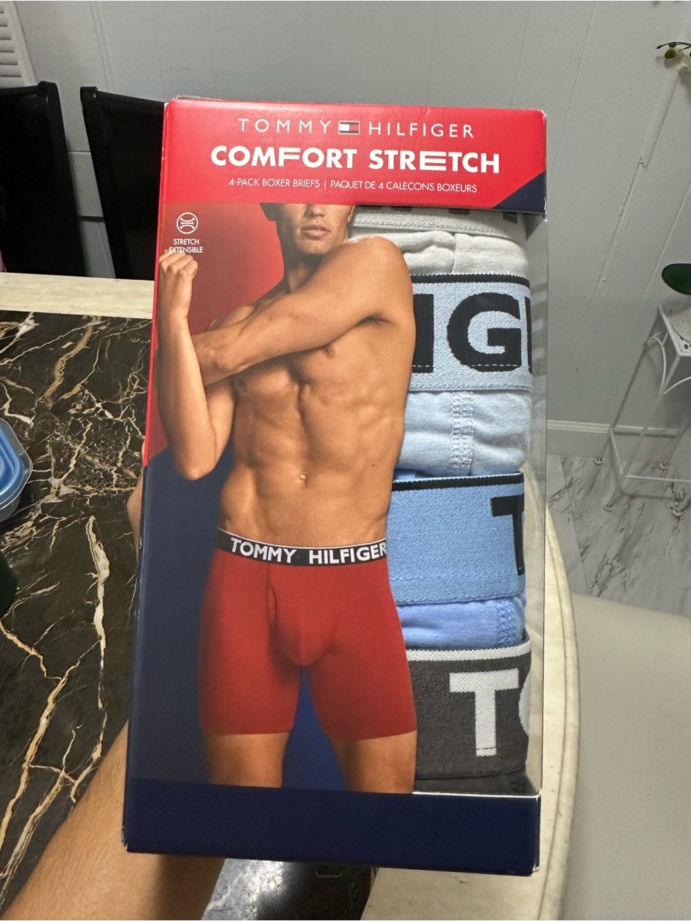 Tommy Hilfiger Boxer Brief 4-Pack – Red, Light Blue & Gray